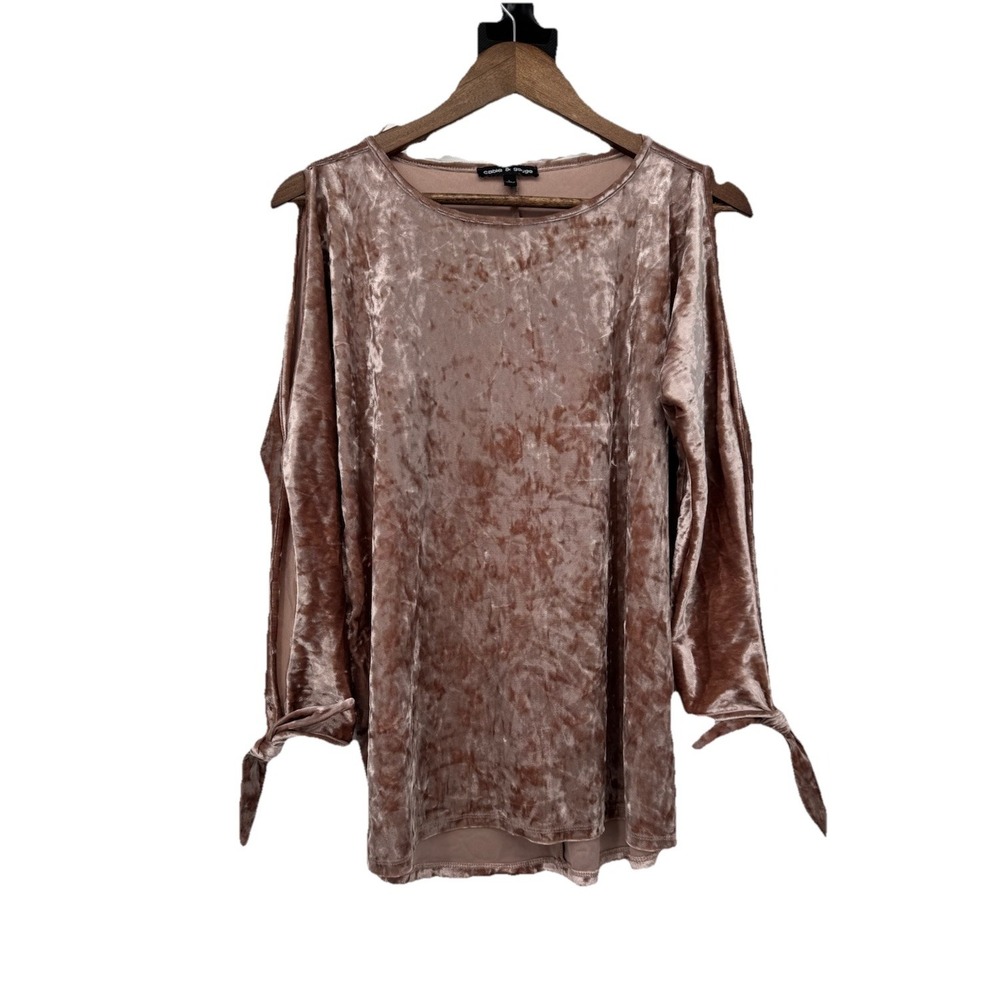 Cable & Gauge Top Velvet Pink Split 3/4 Sleeve Blouse‎ Fairy Grunge Whimsigoth L